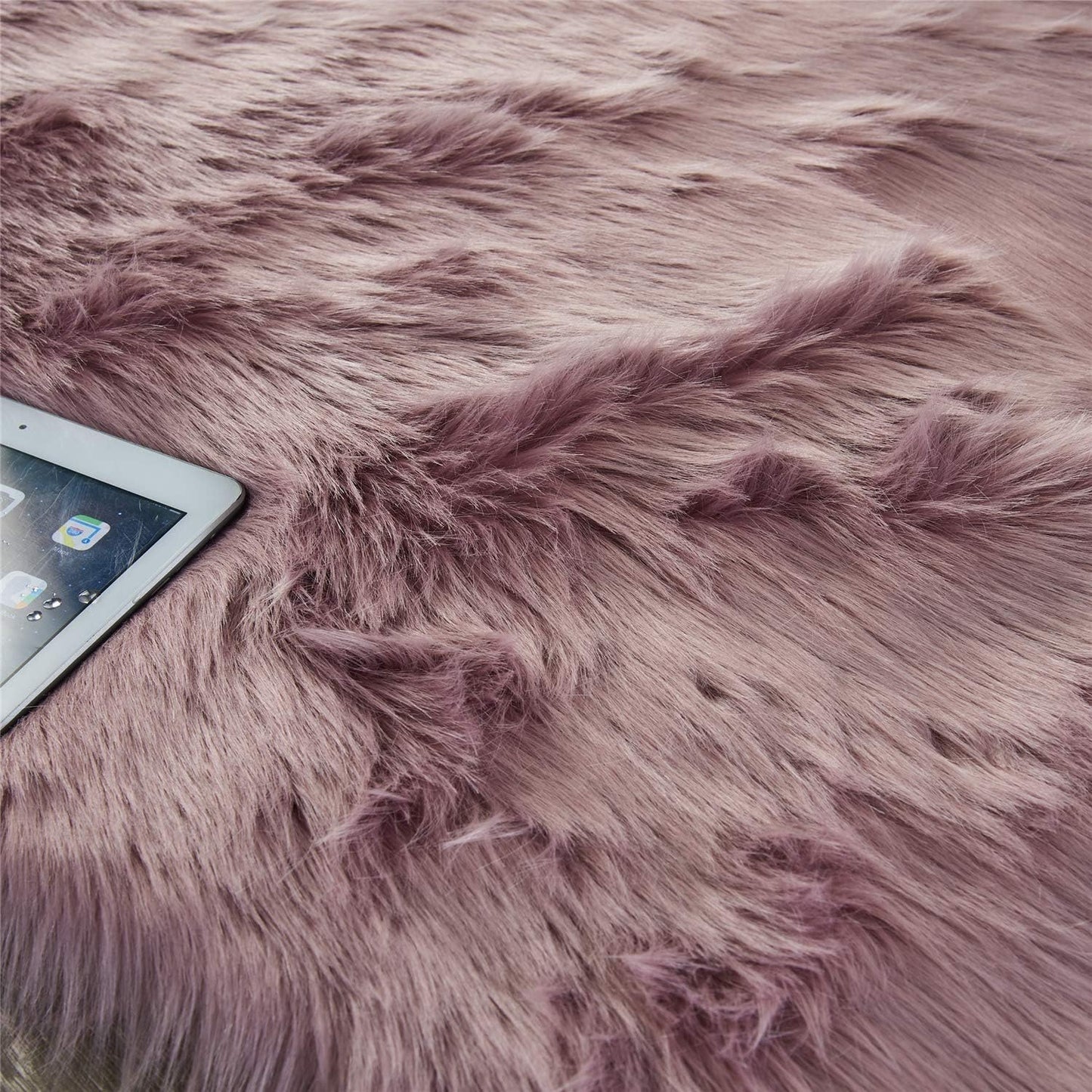 Fuzzy Area Rug for Bedroom Floor Sofa Living Room (2 x 6 ft Sheepskin, Light Purple)