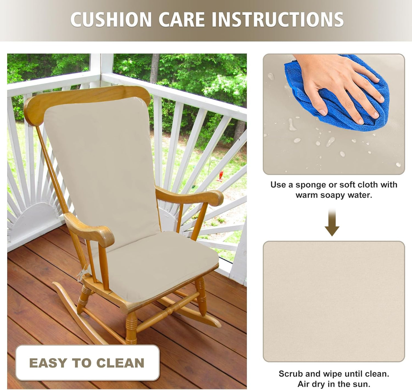 Adirondack Chair Cushion Set of 2-19''x19'' Seat & 19''x28'' Back