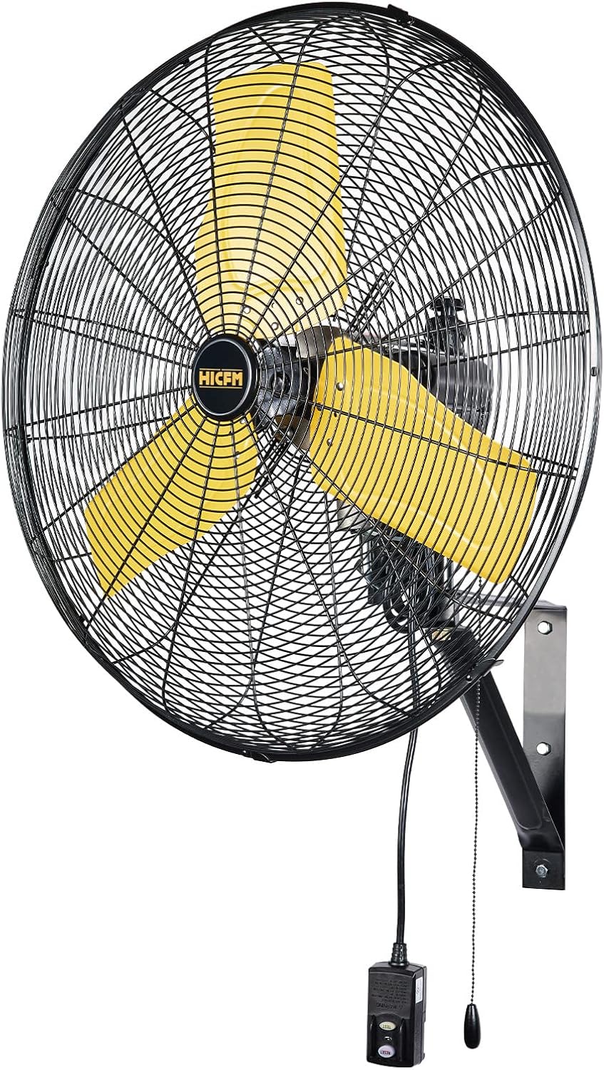 HiCFM 24" Oscillating Wall Fan, 8900 CFM High Velocity Industrial Wall Mounted Heavy Duty