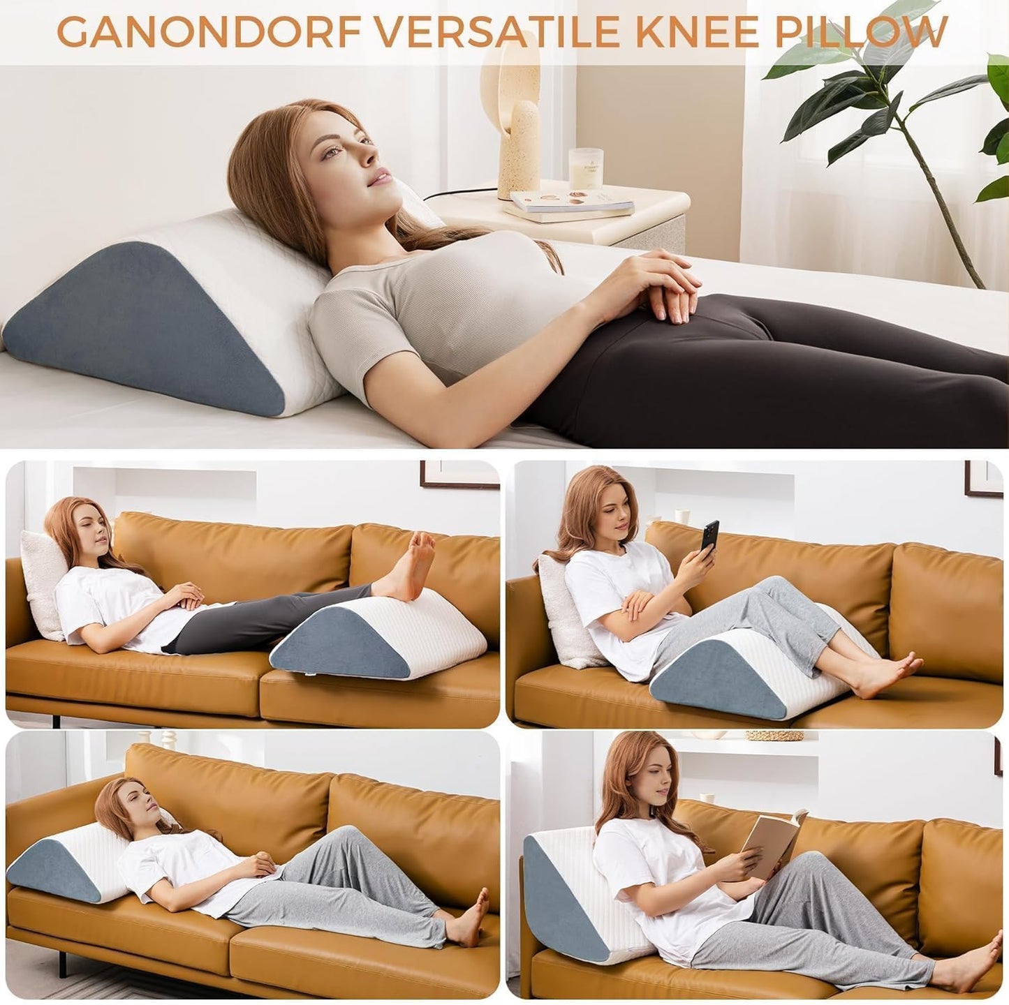 Knee Wedge Pillow 8'' - Leg Elevation Support for Sleep Position