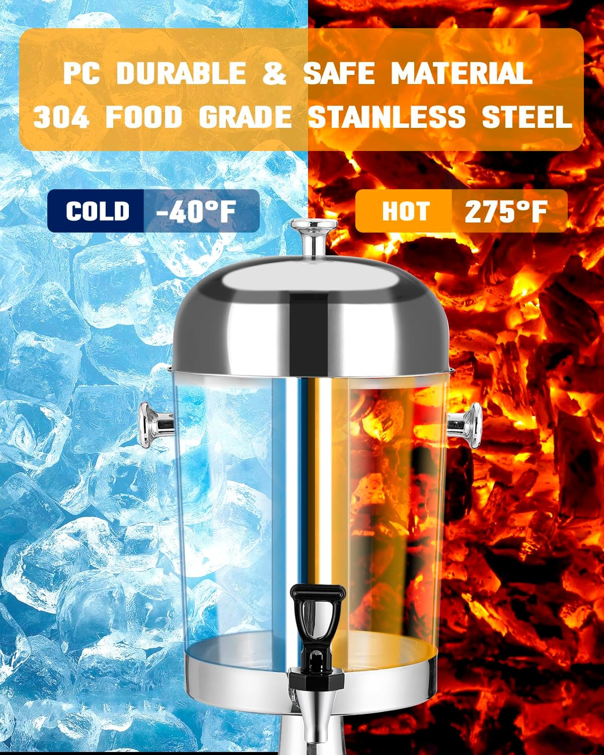 4.4 Gallon Drink Dispenser – Iced Drink Dispenser with Ice Core for Parties