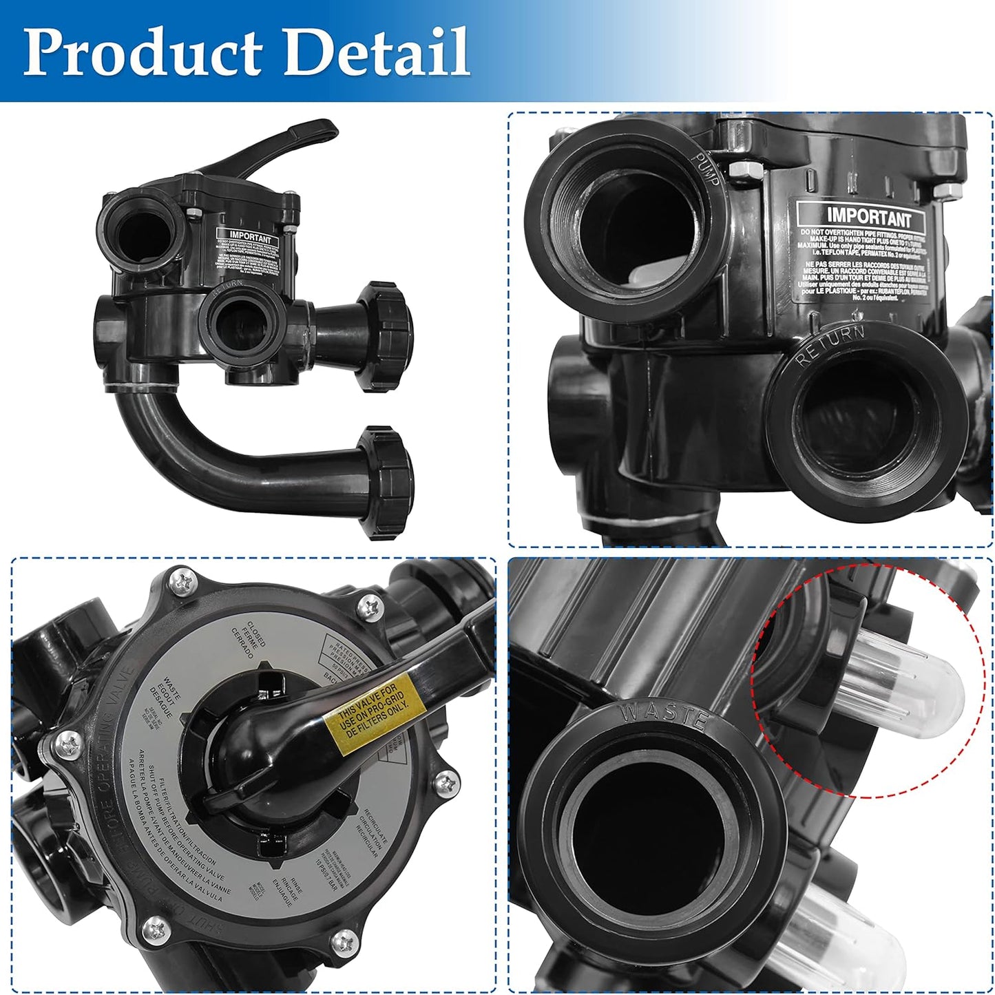 SP0710XR50 Backwash Valve Coupling Compatible with Hayward Pro-Series Vari-Flo，Black