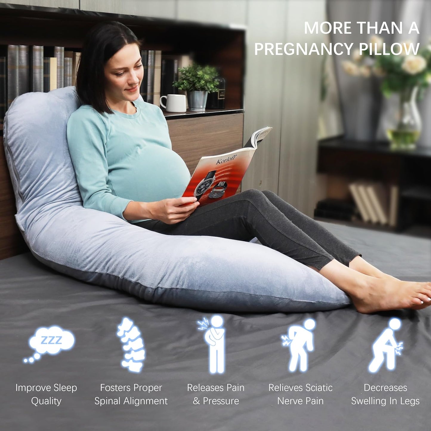 MOON PARK Pregnancy Pillows for Sleeping - U Shaped Full Body Maternity Pillow