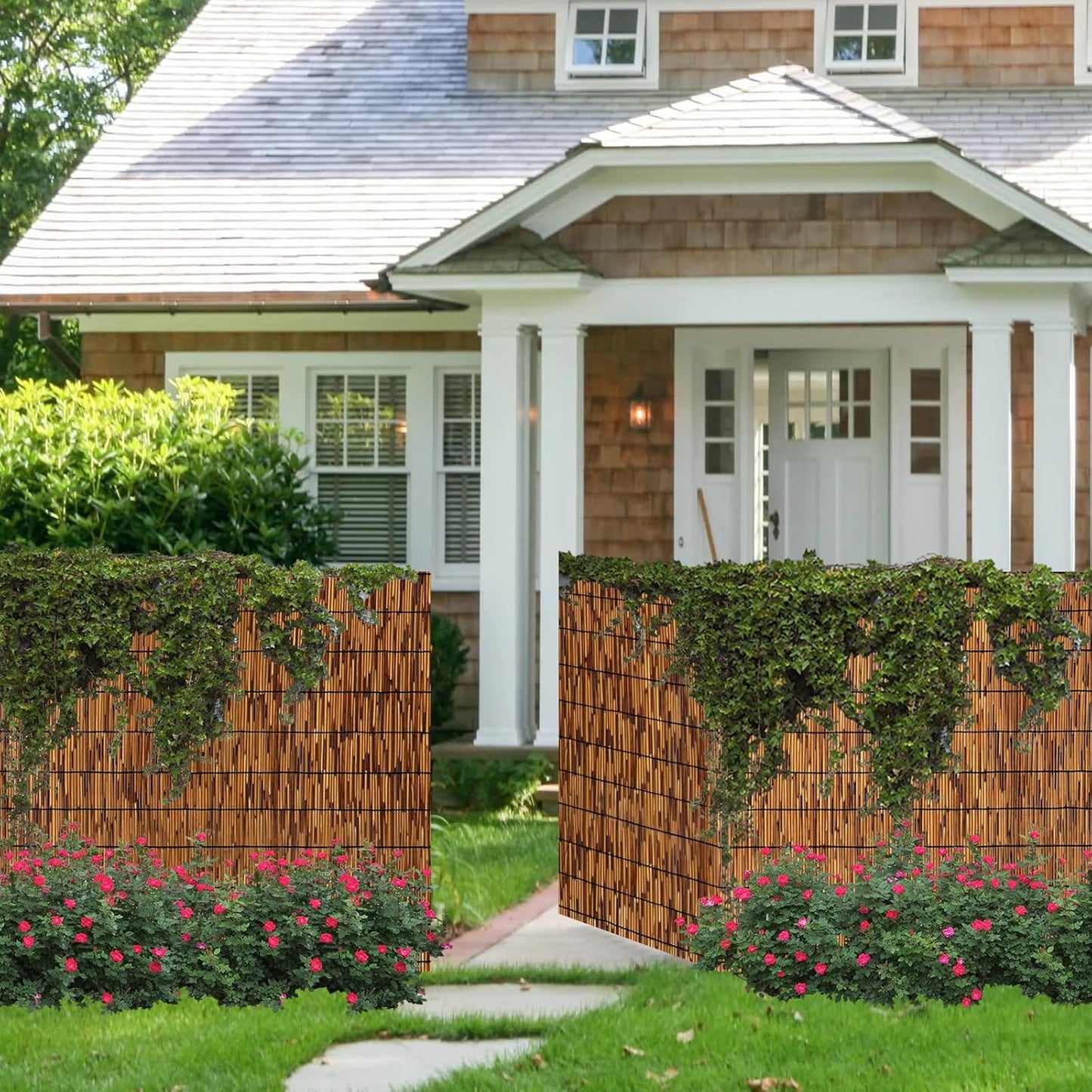 2 Pack Bamboo Reed Screen Fencing,4FT X 16.4FT Natural Reed Fencing
