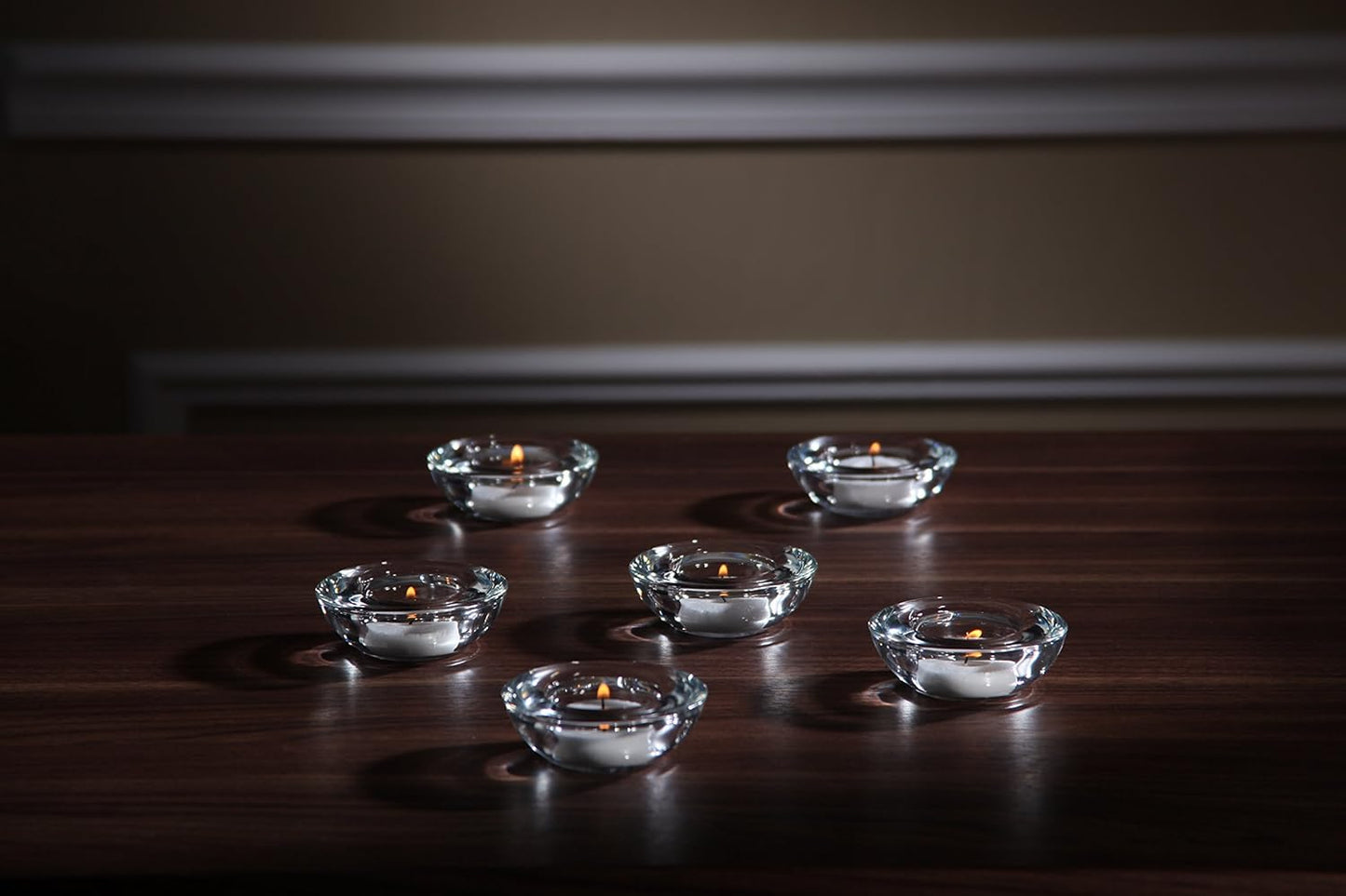 Hosley Set of 18 Clear Glass LED Tealight Holders 3 Inch Diameter