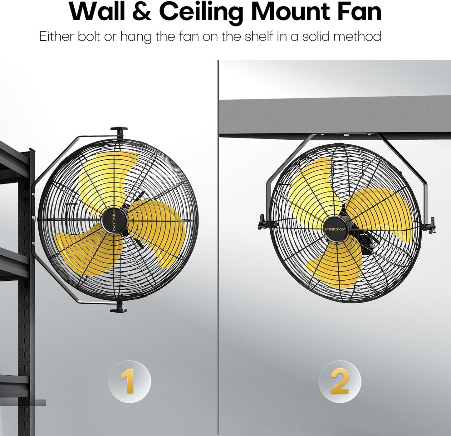 18 Inch Industrial Wall Fan, 4800 CFM Metal Wall Mount Fans with Powerful Motor, 3 Speed