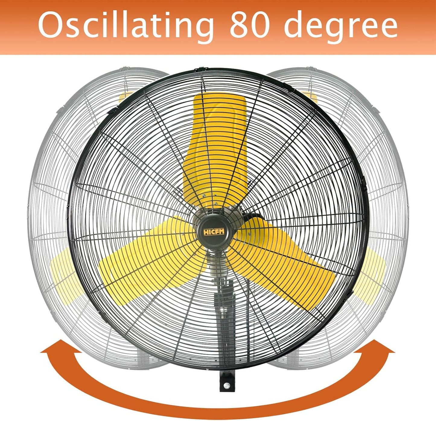 HiCFM 24" Oscillating Wall Fan, 8900 CFM High Velocity Industrial Wall Mounted Heavy Duty