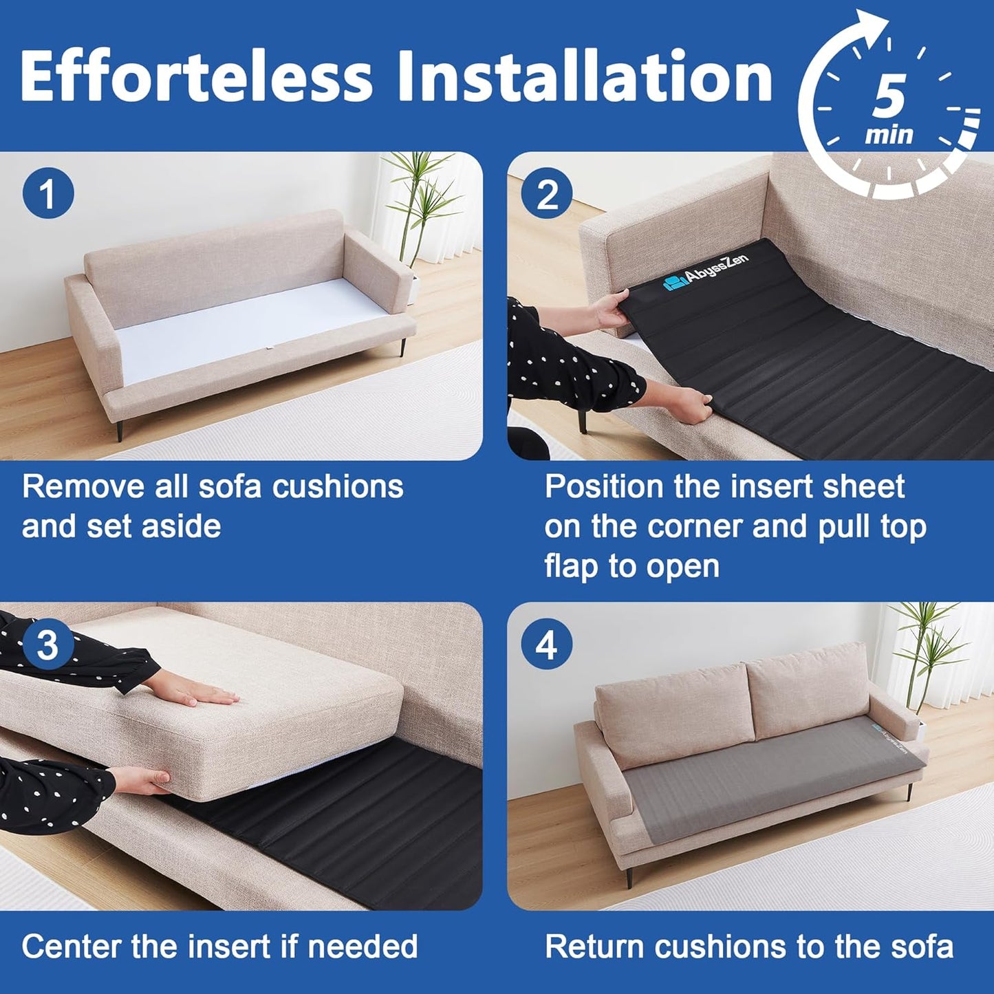 Heavy-Duty Iron Couch Cushion Support [23” x 68”]，Durable Metal Base for Sagging Sofas