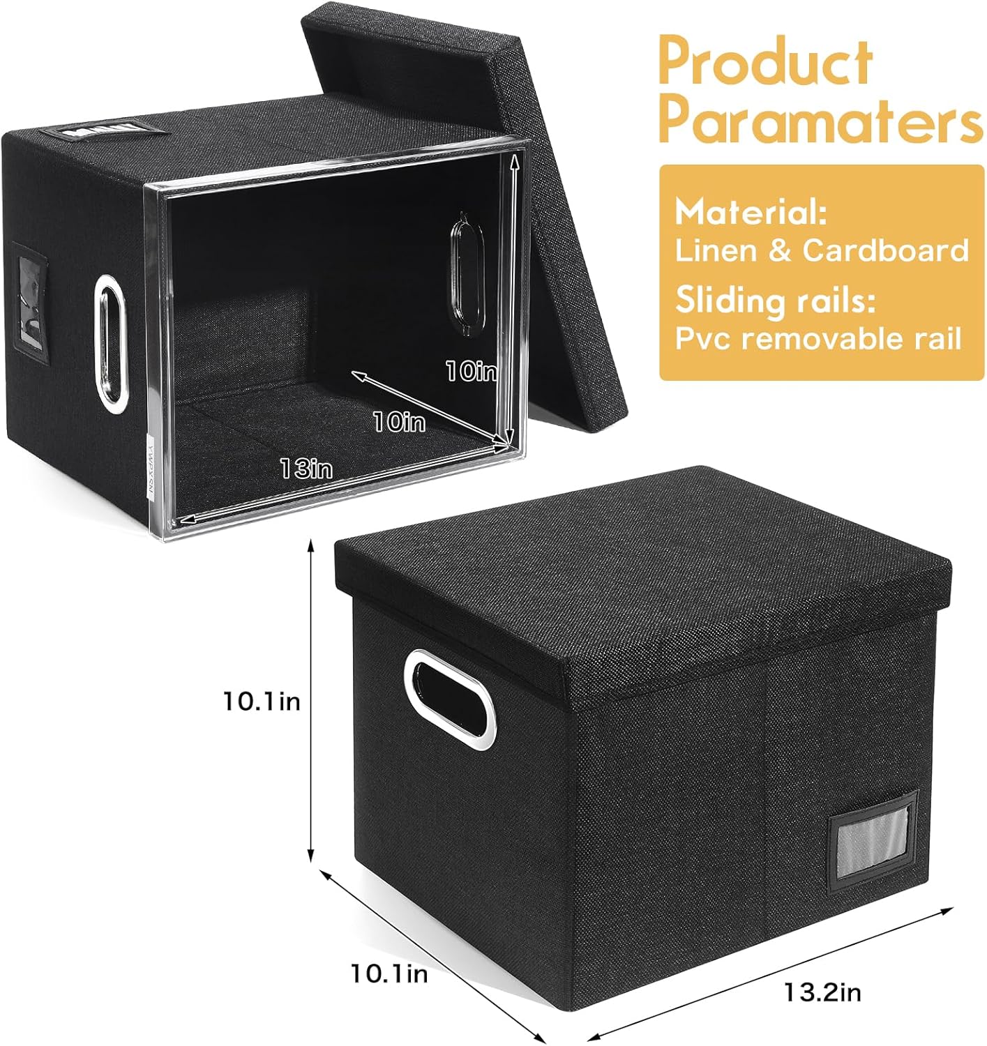 File Organizer Box with Lid - Hanging File Box with One-Piece Plastic Frame