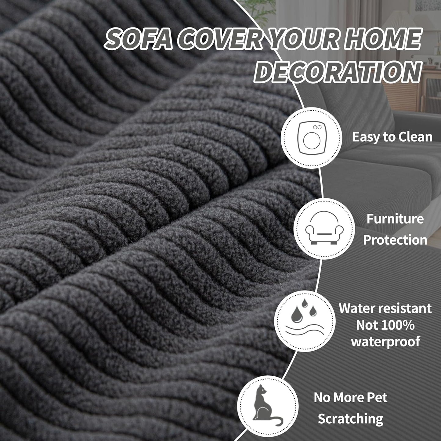 Couch Cushion Covers, Comfort Soft Magic Sofa Covers Washable Stretch Resistant