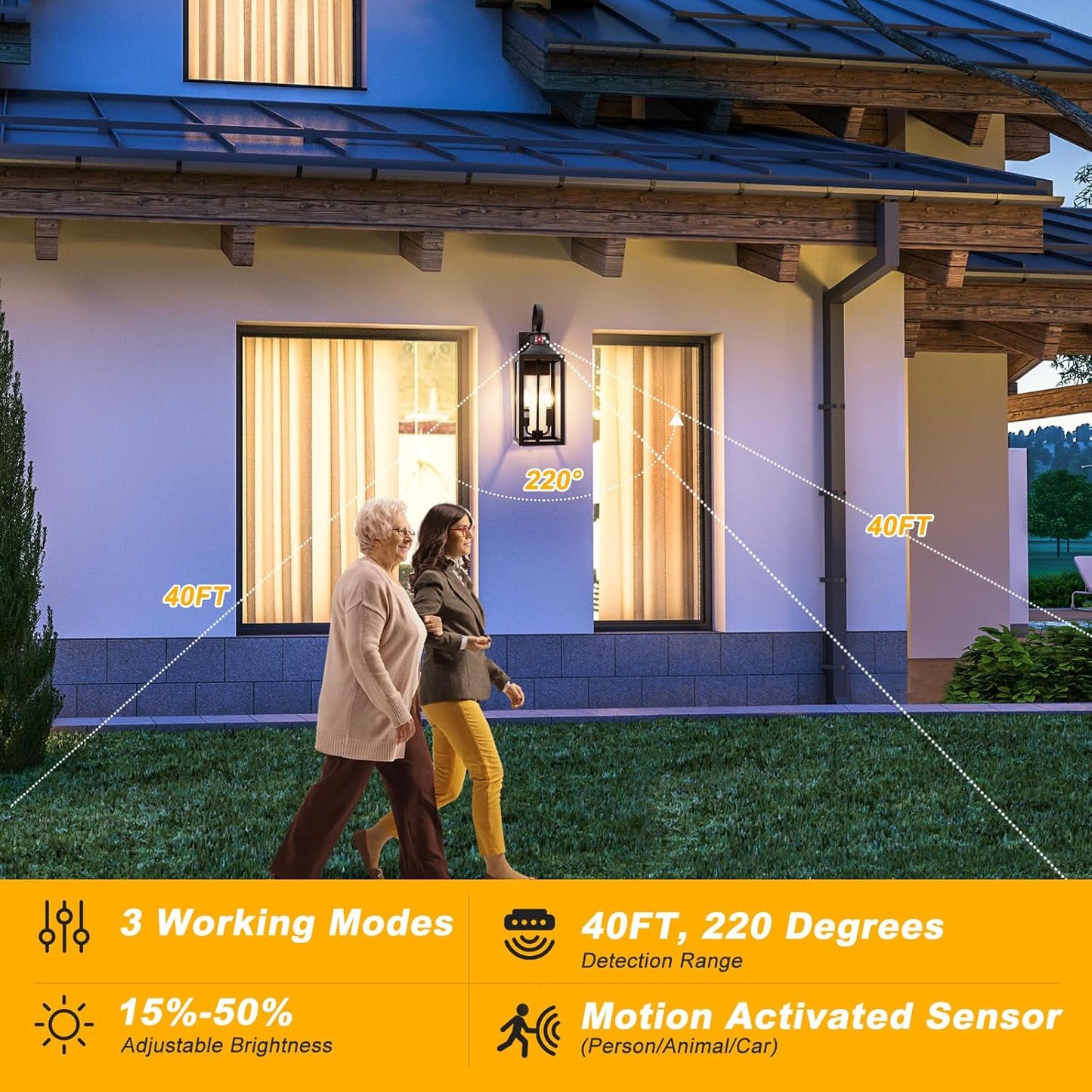 20" Oil Rubbed Bronze Motion Sensor Outdoor Light, Large Dusk to Dawn