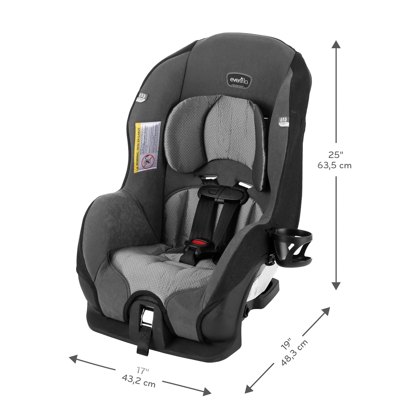 Evenflo Tribute LX 2-in-1 Lightweight Convertible Car Seat, Travel Friendly (Saturn Gray)