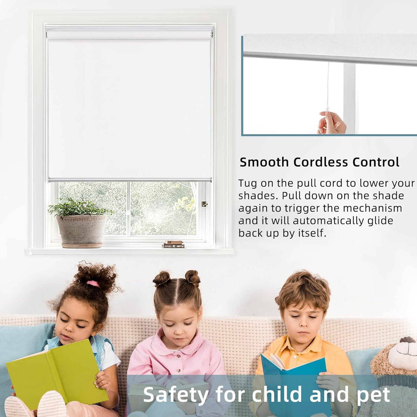 ChrisDowa Cordless 100% Blackout Roller Shade, with Striped Jacquard