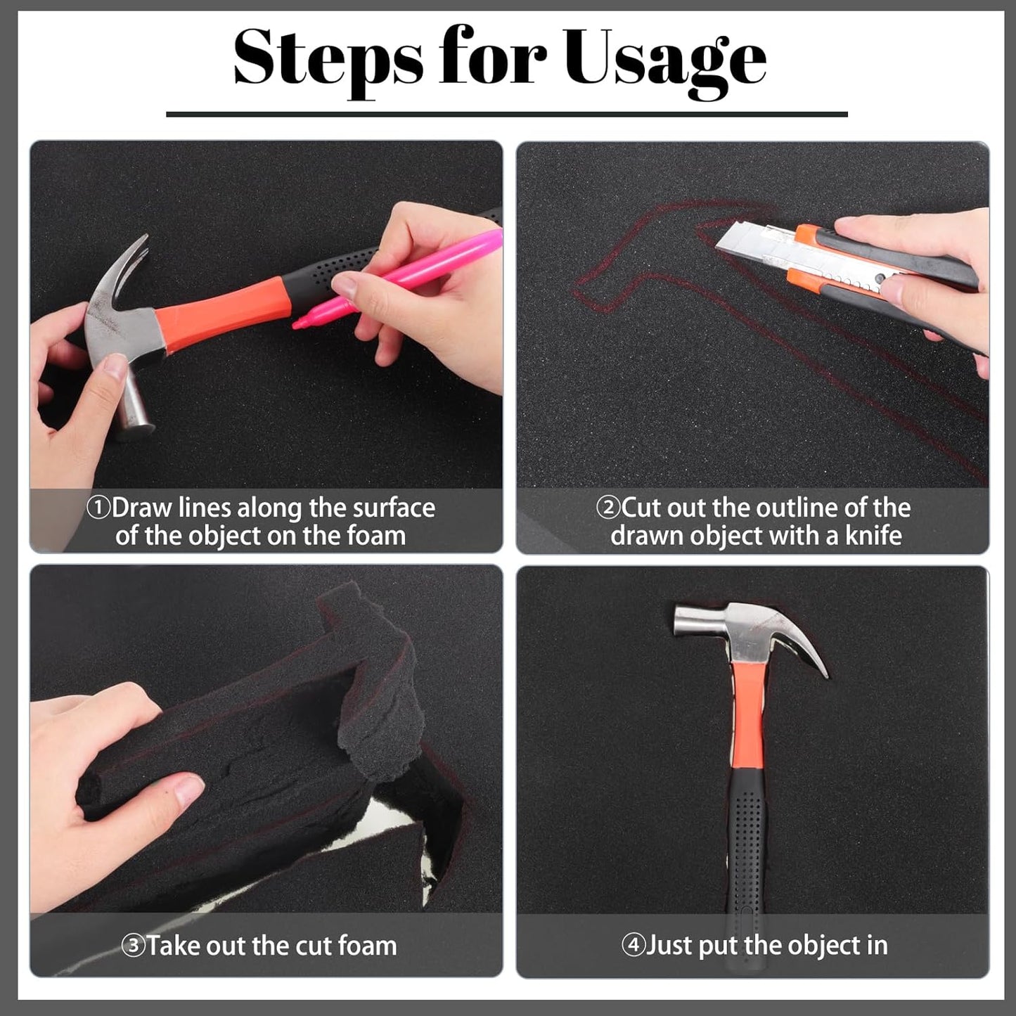 6 Pcs Polyurethane Foam Sheet, 16 x 12 x 1.75 Inch Foam Inserts for Cases Cuttable Foam