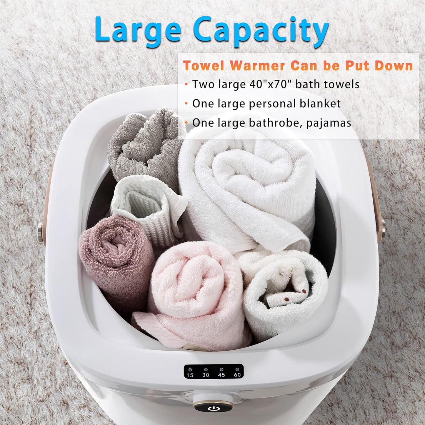 Towel Warmers for Bathroom Bucket，Luxury Large Spa Towel Hot Warmer