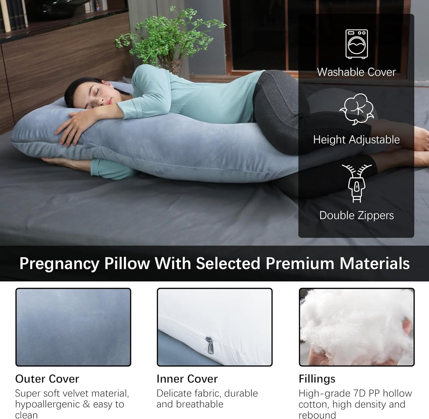 MOON PARK Pregnancy Pillows for Sleeping - U Shaped Full Body Maternity Pillow