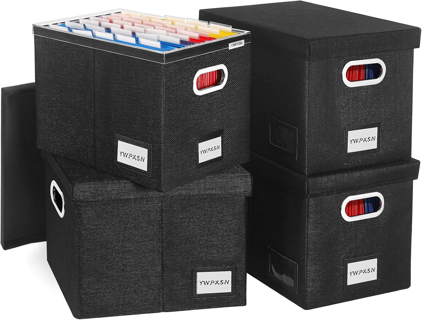 File Organizer Box with Lid - Hanging File Box with One-Piece Plastic Frame