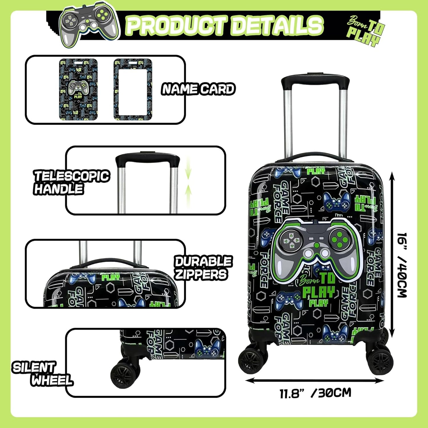 Kid’s Luggage Suitcase Set 16’’ Hardside Luggage with Spinner Wheels