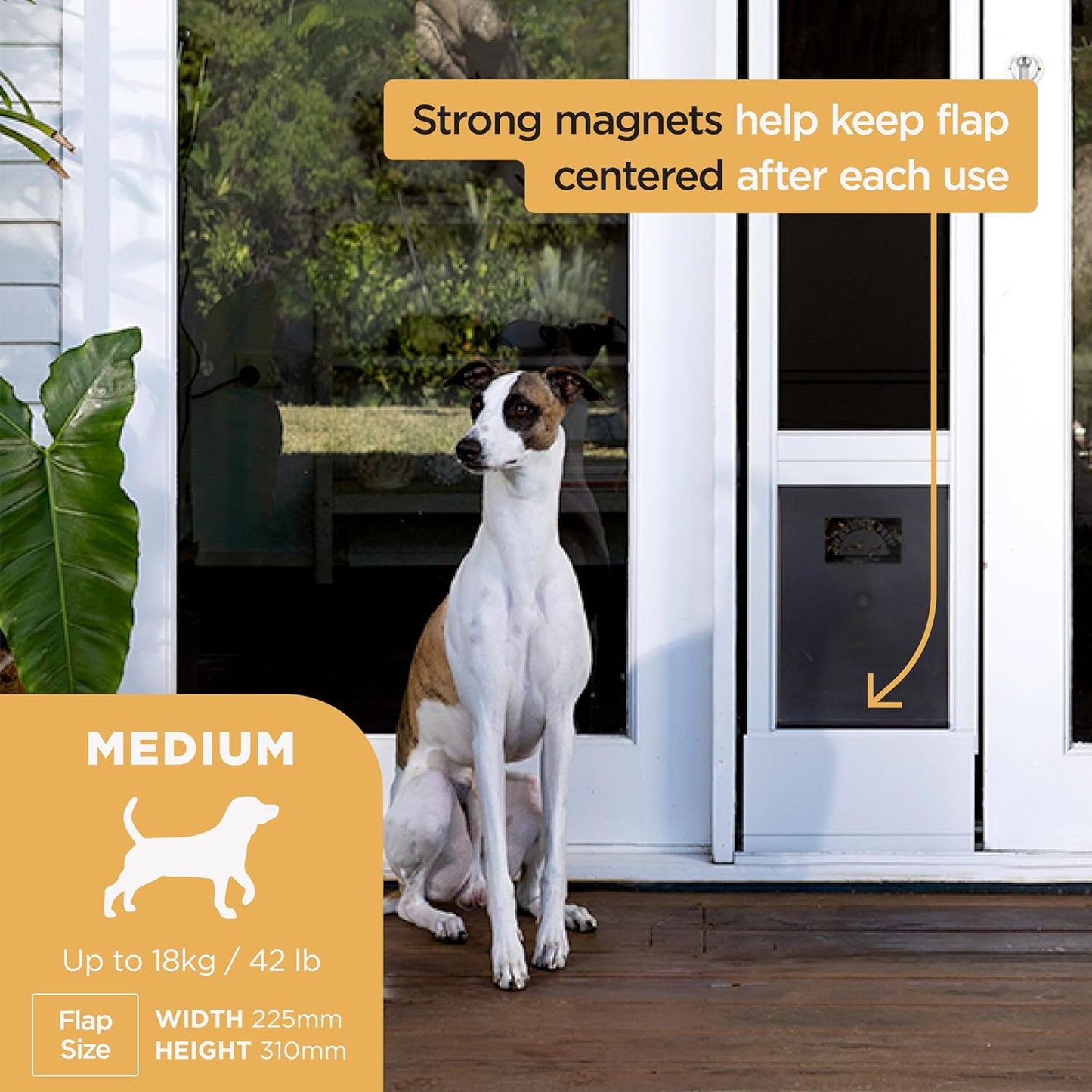 V2 Patio Pet Door Screen Insert Panel for Sliding Doors, Fits Door Track Min Ht 59.05" to Max Ht 84.25"