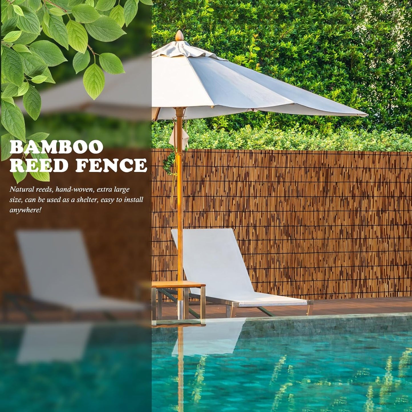 2 Pack Bamboo Reed Screen Fencing,4FT X 16.4FT Natural Reed Fencing