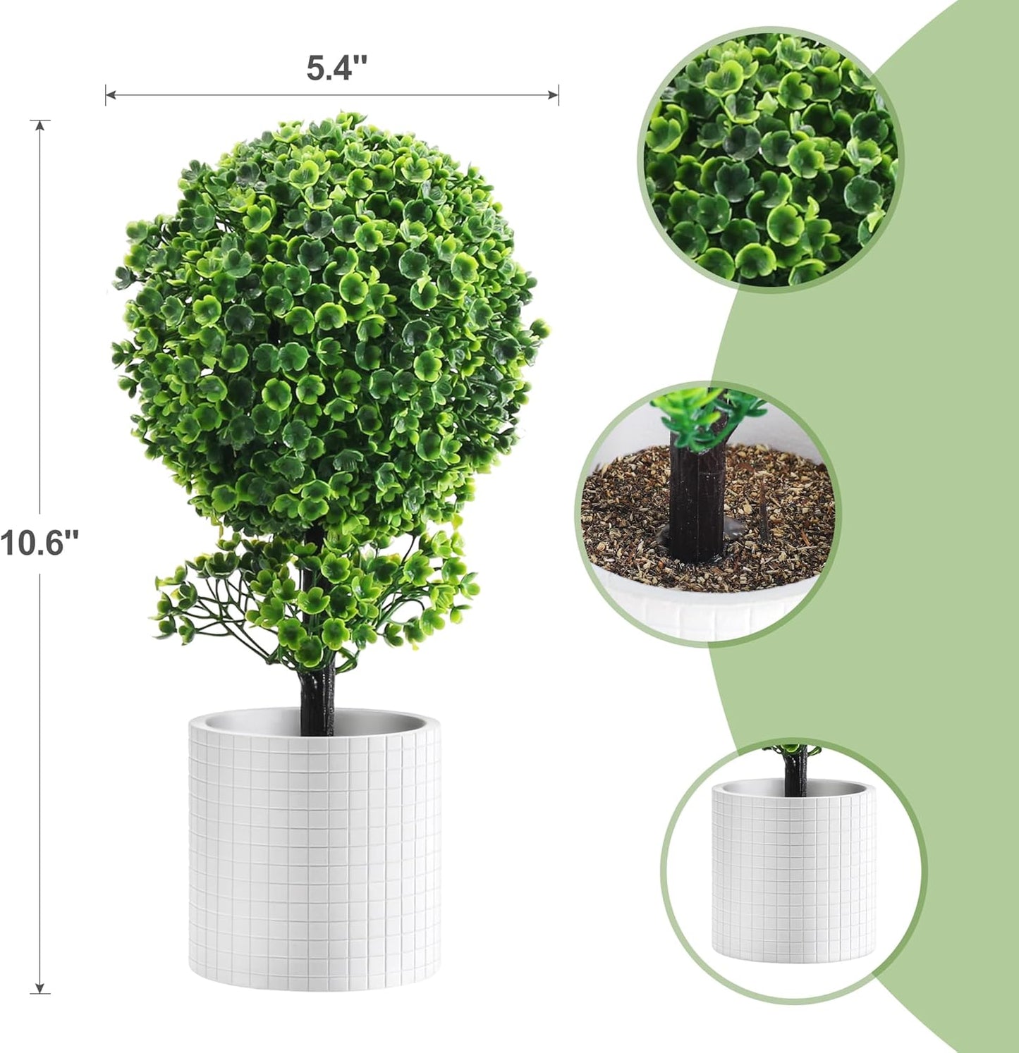 3 Pack Small Fake Plant 11" Desk Plant Artificial Potted Boxwood Plants Indoor for Table Desk
