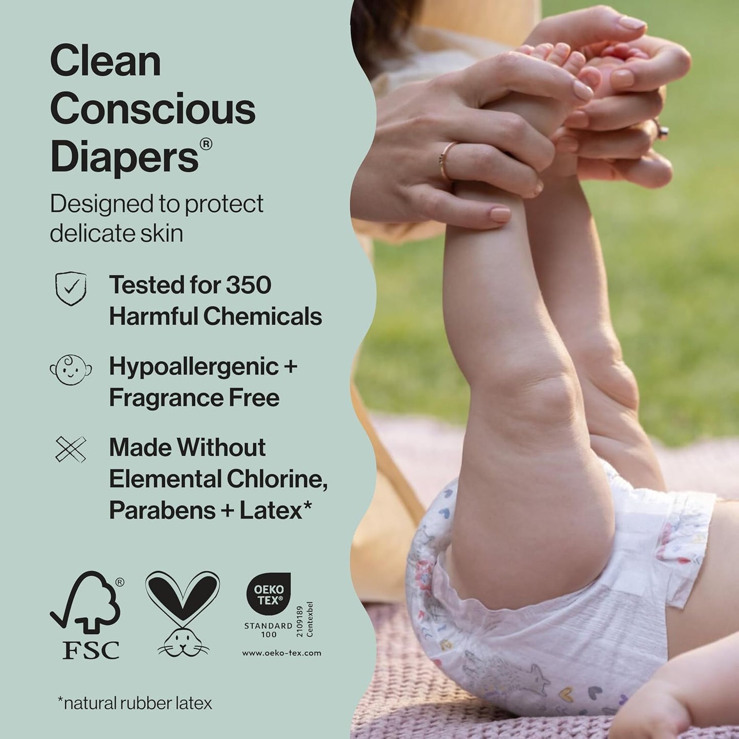 The Honest Company Clean Conscious Diapers for Delicate Skin | Up to 100% Leakproof, Size 4, 54 Count