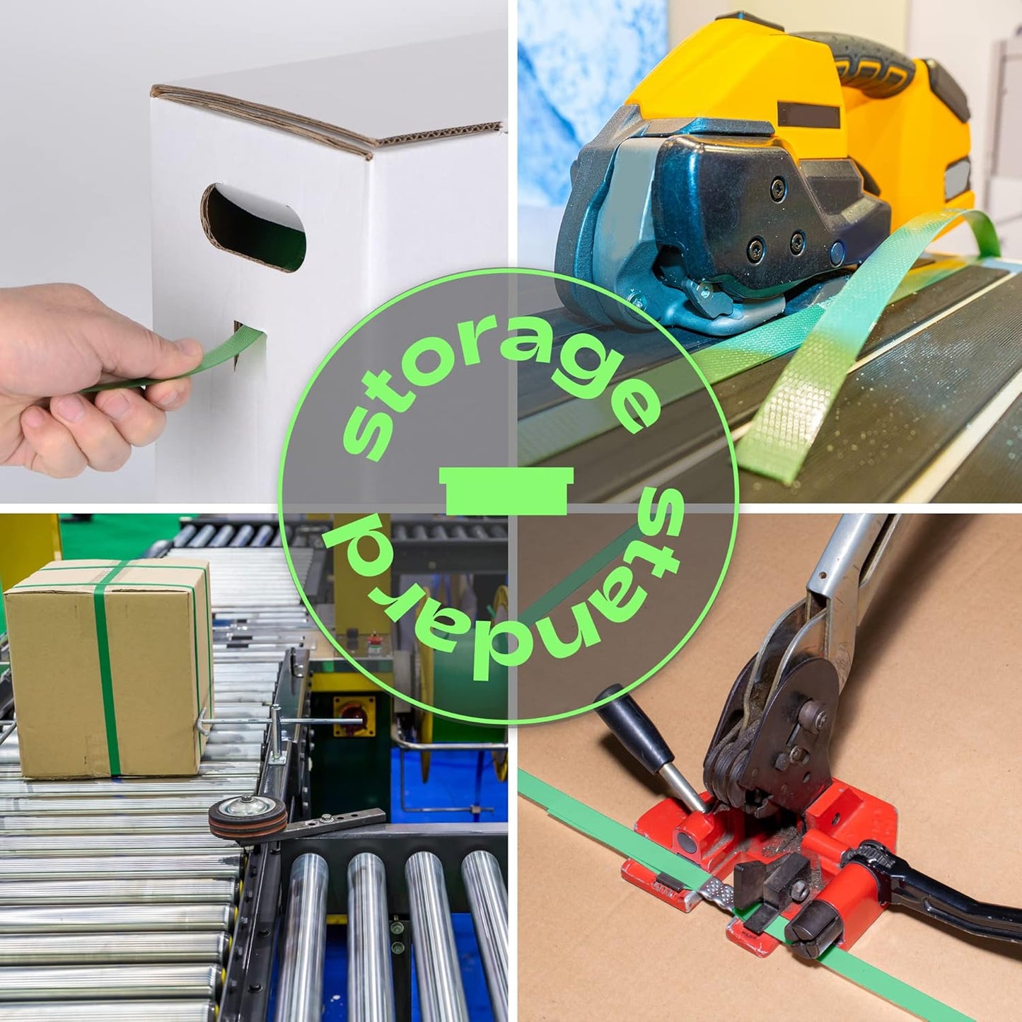 Heavy Duty Packaging Strapping Banding Roll - Green Polyester, 1000' x 5/8" x 0.035"