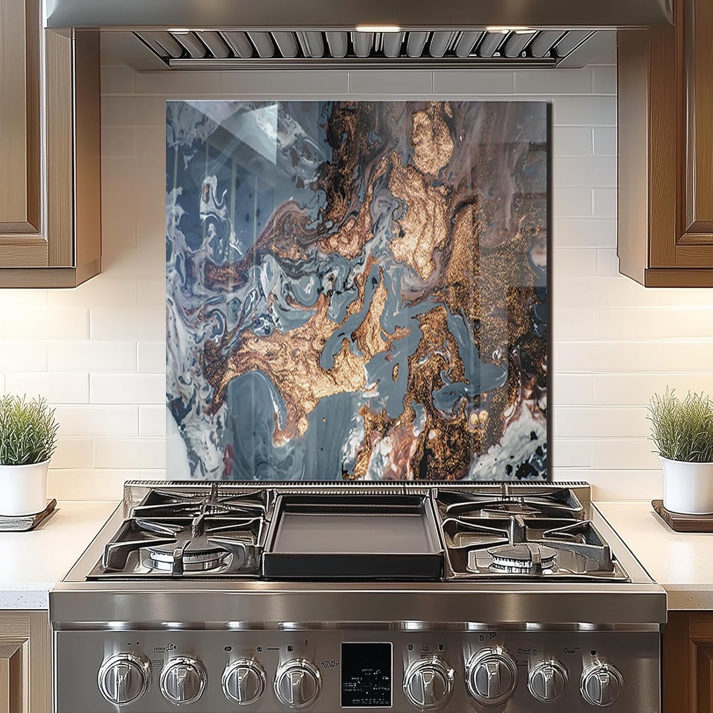 DAIFURONGE Tempered Glass Backsplash For Kitchen Behind Stove,Marbling (30"x30")