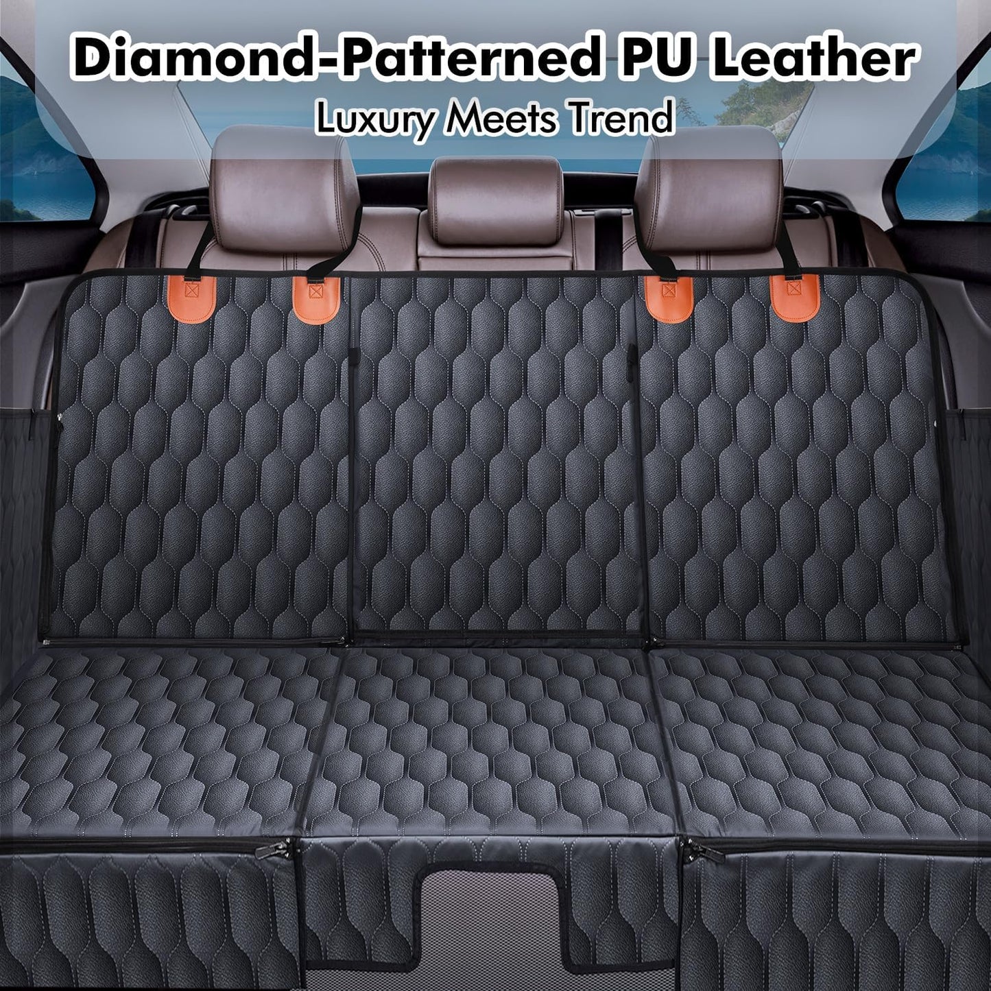 XL 3-in-1 Convertible PU Leather Dog Car Seat Extender & Booster Seat – 400lb Capacity