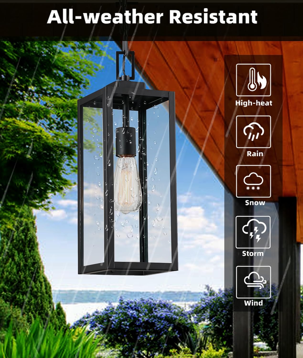 17 Inch Outdoor Pendant Light, Front Porch Outdoor Pendant Light