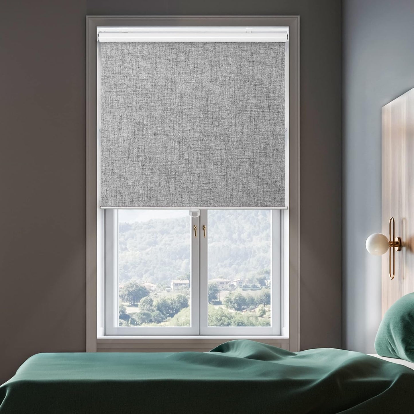 GENIMO 100% Blackout Roller Window Shades, Window Blinds Cordless, Grey, 28" W X 75" H