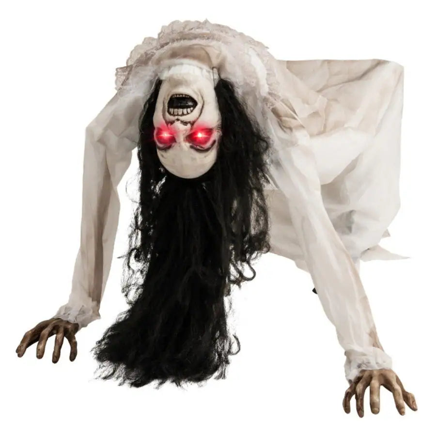 Boyel Living - Spooky Voice Activated Crawling Ghost with LED Eyes - White