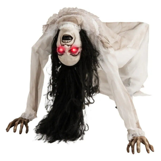 Boyel Living - Spooky Voice Activated Crawling Ghost with LED Eyes - White