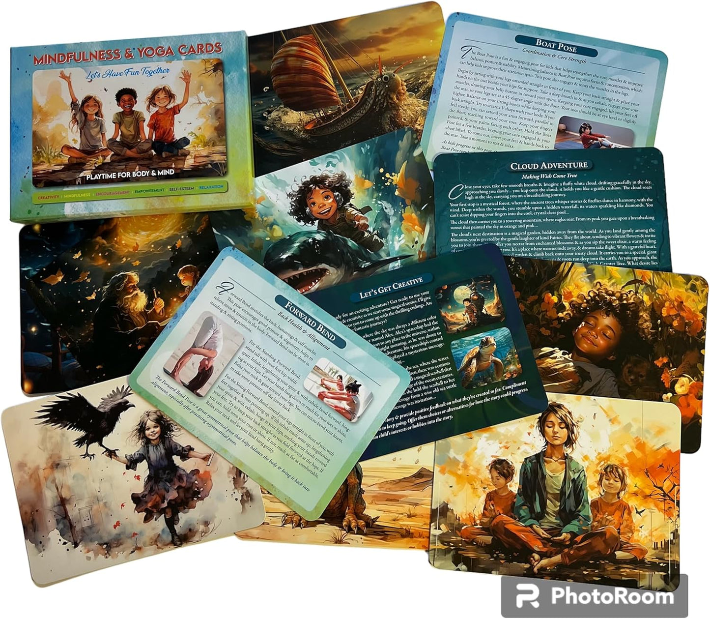 MindfulKids Yoga SET - Premium Eco Friendly MAT and CARDS for Creativity