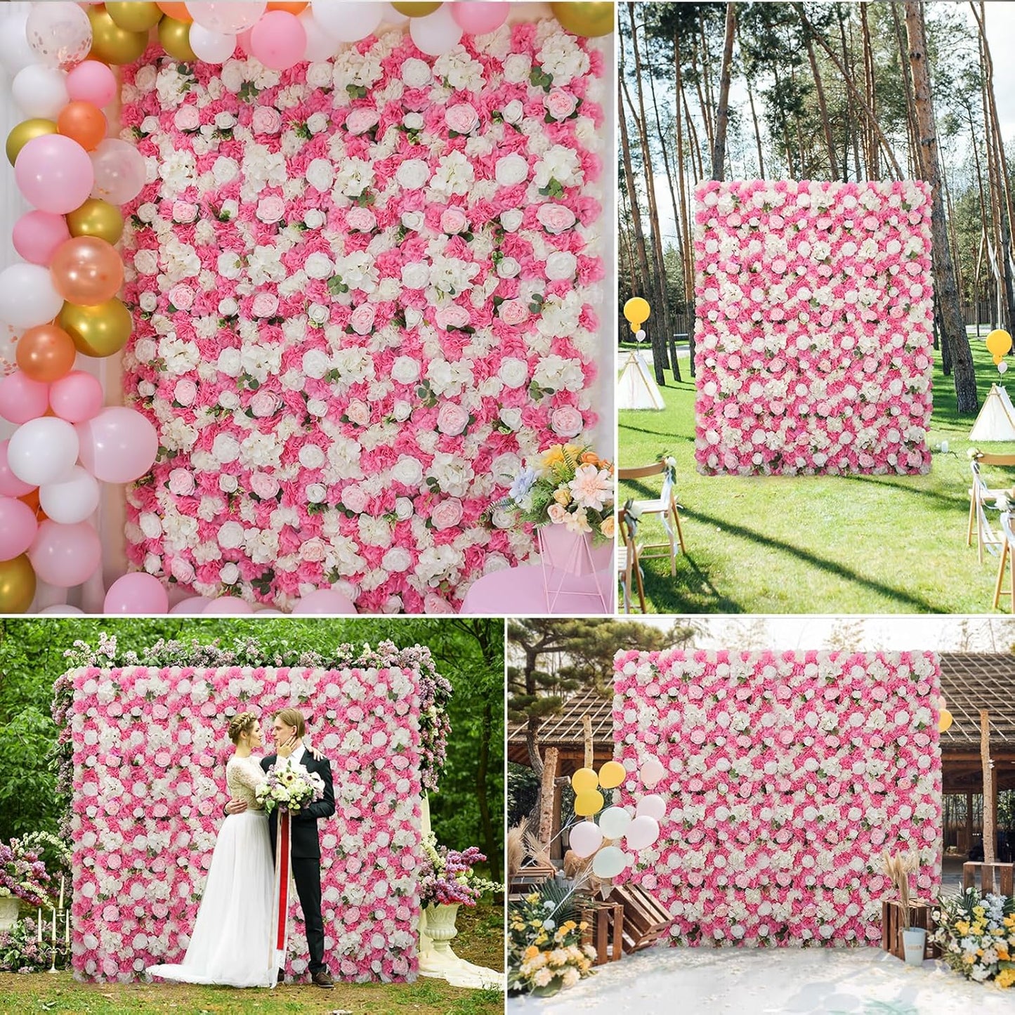 Flower Wall Backdrop 9pcs 16.5x16.5 Inch Flower Wall Decor Artificial Floral Wall Panel