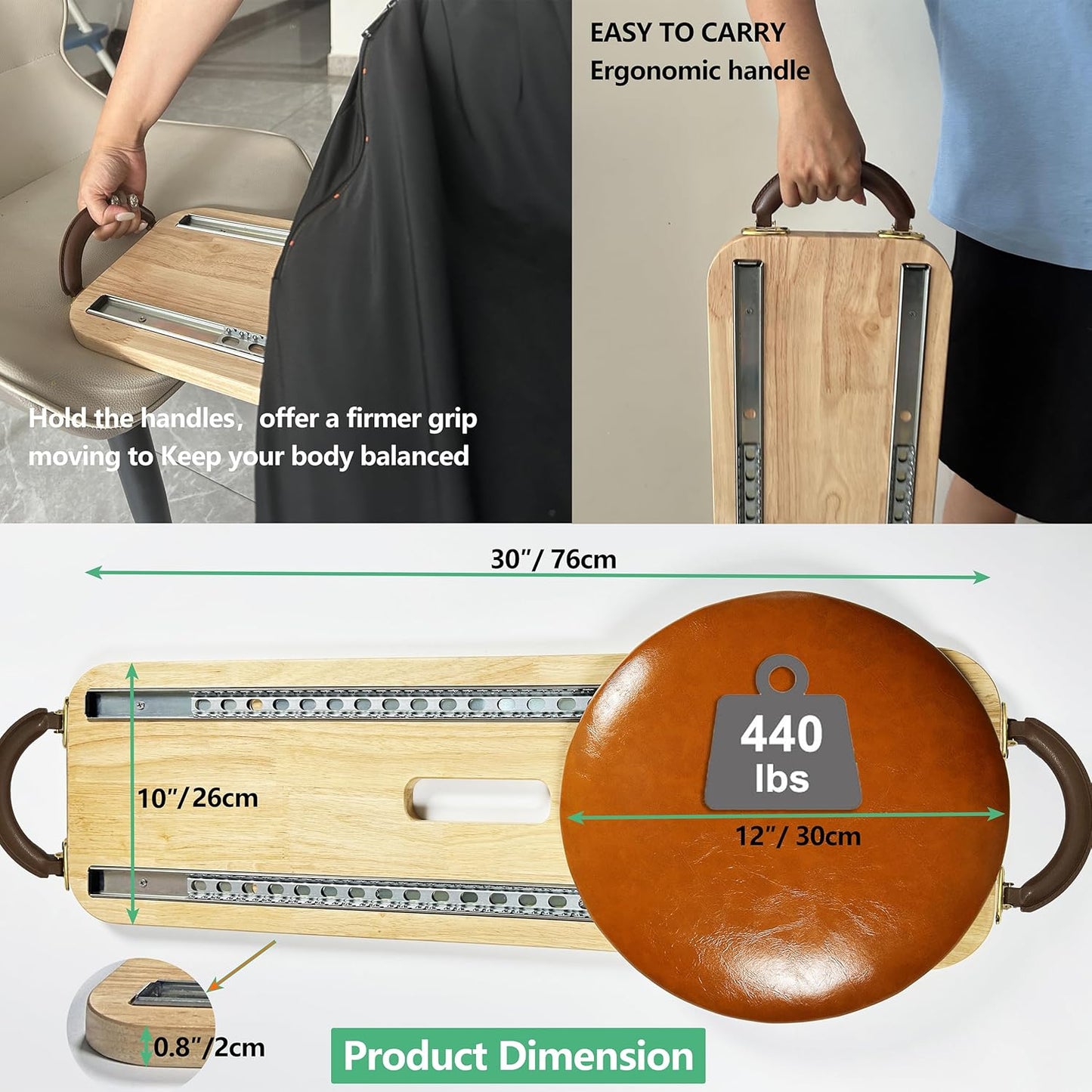 Transfer Disc for Elderly, Wooden Transfer Board Patient Slide Assist Device