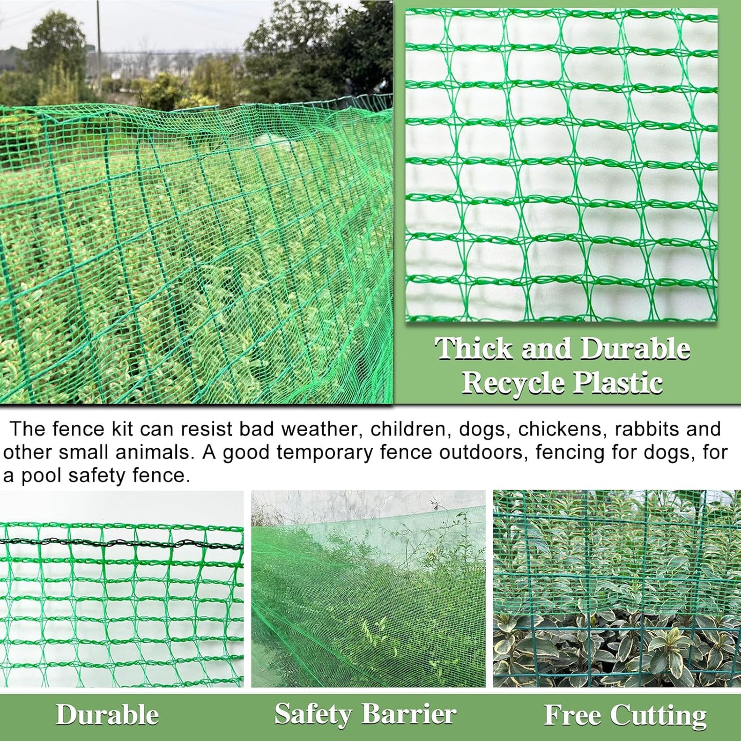 Garden Fence Temporary Fence, 4'x30' with 50 Zip Ties, Plastic Fencing Safety Fence Snow Fence