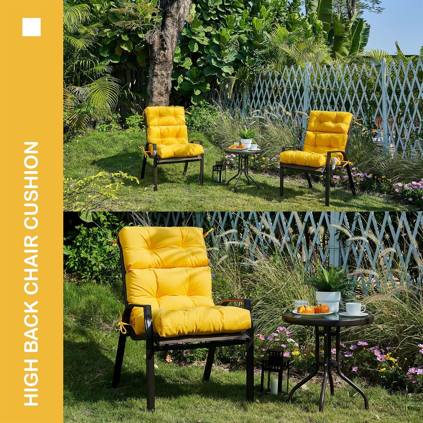 Outdoor Indoor High Back Chair Cushions Set of 4,Waterproof All-Weather Patio Adirondack Cushions