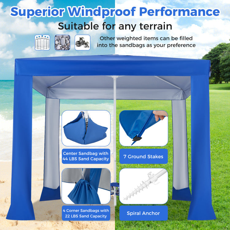 Beach Canopy Tent with Detachable Sidewall and Folding Table