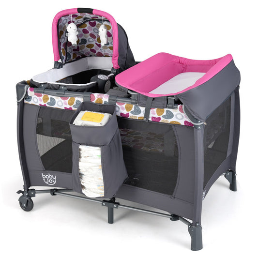 4-in-1 Convertible Portable Baby Playard Newborn Napper with Music and Toys