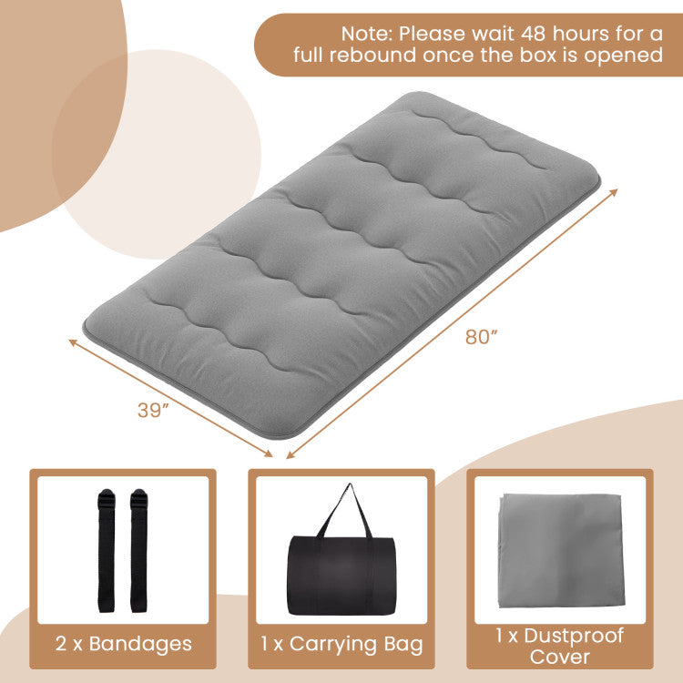 Futon Bed Mattress with Washable Cover and Carry Bag