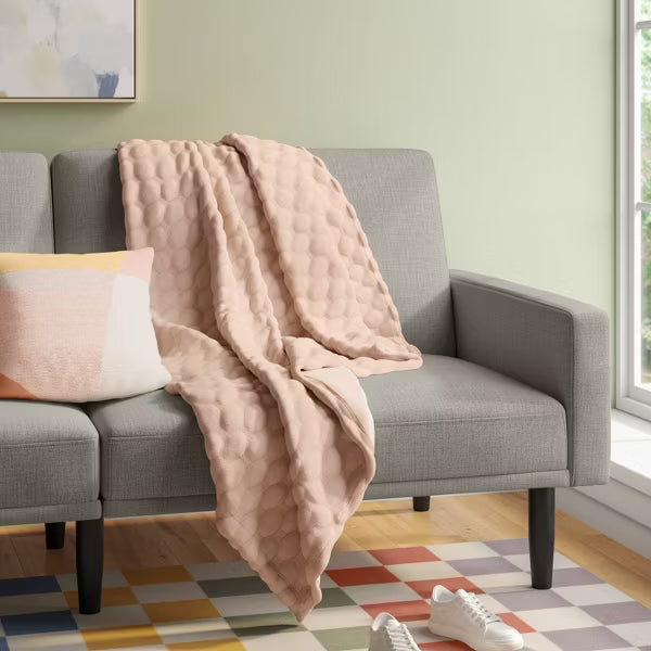 Triple Knit Throw Blanket Heathered - Pink