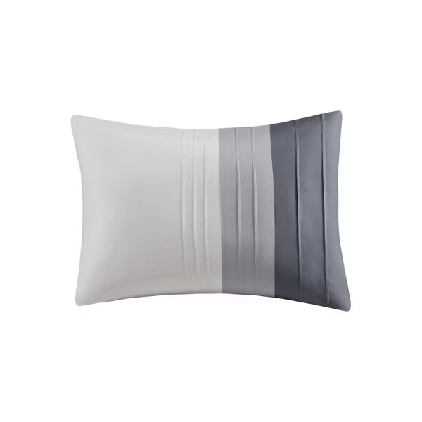 Boston Pleated Colorblock Comforter Bedding Set Gray - Queen