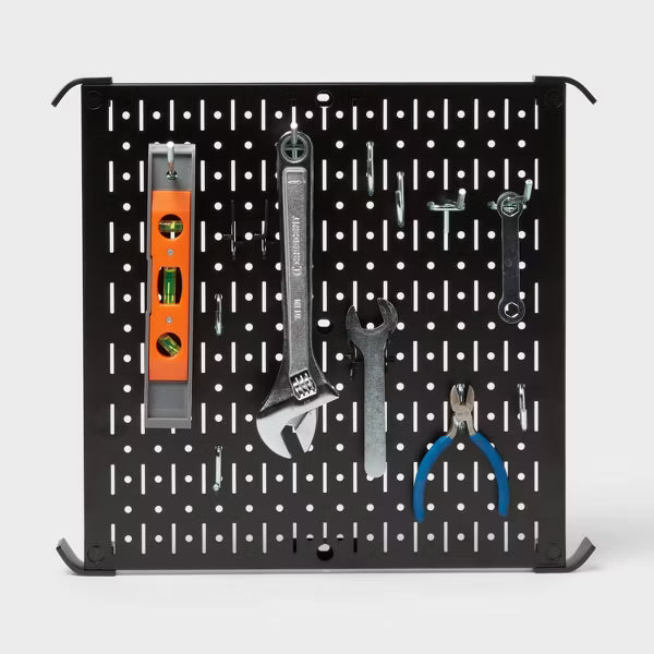 16" Square Metal Pegboard - Brightroom™: Wall & Garage Storage Organizer, Carbon Steel, Black,