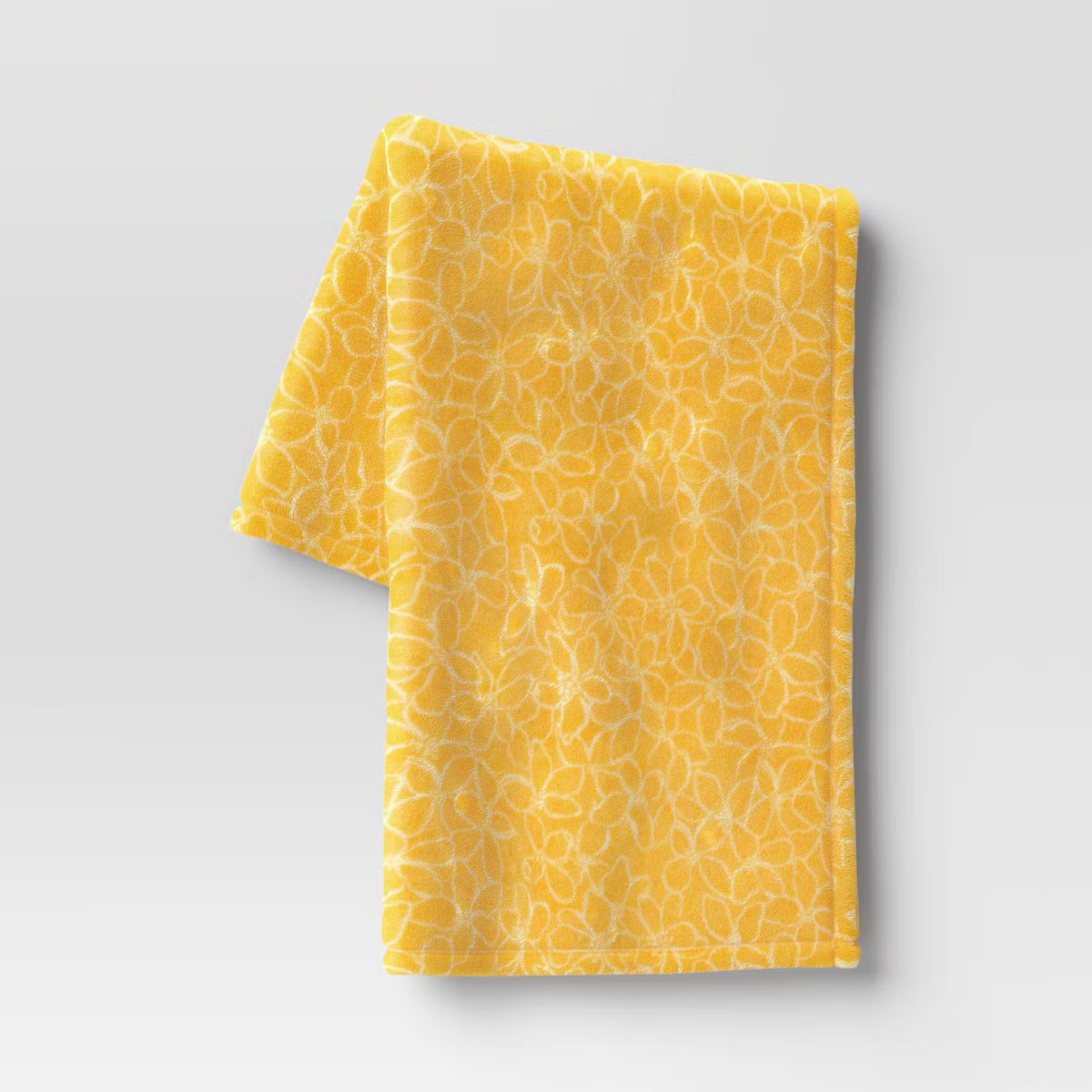 Yellow Floral Printed Plush Throw Blanket