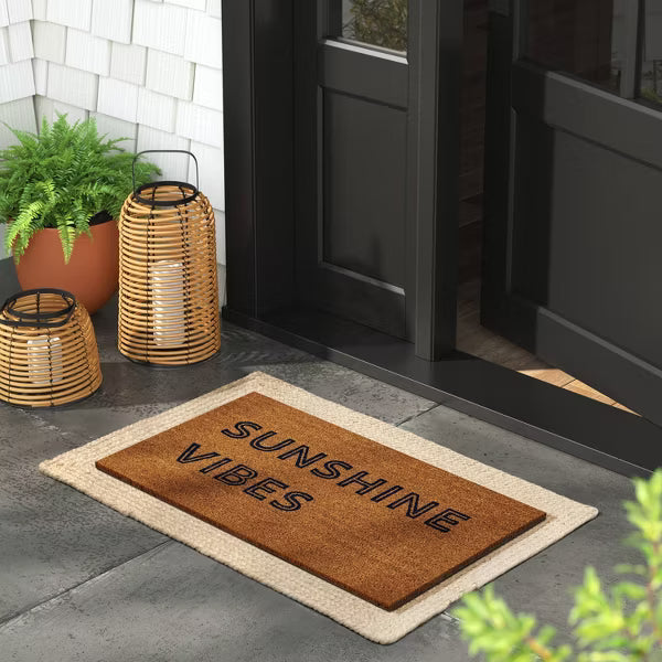 1'4"x2'4" Sunshine Vibes Rectangular Outdoor Doormat Dark Blue