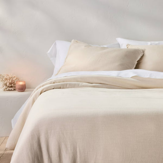Heavyweight Linen Blend Comforter & Sham Set - Full/Queen