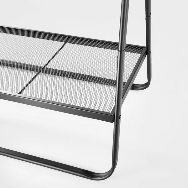 Powder-Coated Metal Clothing & Hanging Rack, Fixed Rod & Shelf, 165 lb Capacity