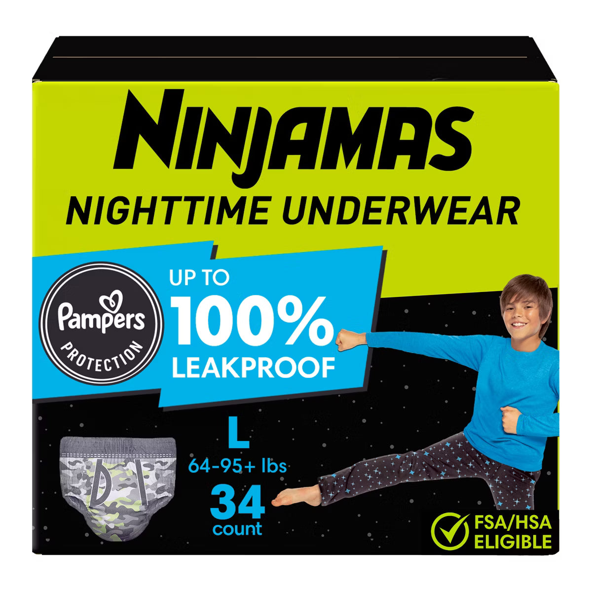 Pampers Ninjamas Nighttime Boys' Underwear - L/XL - 34 Count