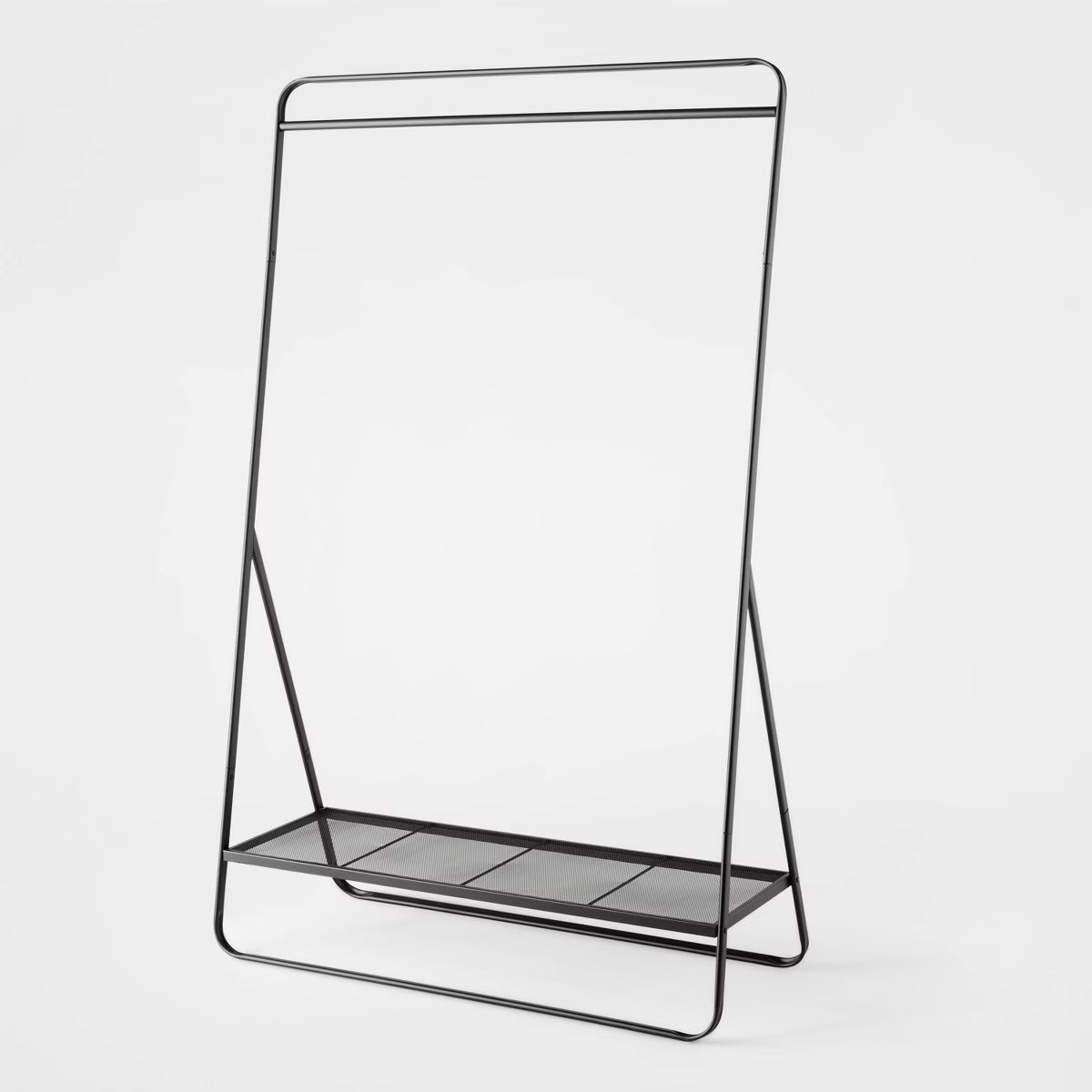 Powder-Coated Metal Clothing & Hanging Rack, Fixed Rod & Shelf, 165 lb Capacity